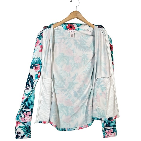 TOMMY BAHAMA Golf & Tennis Tropical Floral Palm Zip-Up Activewear Jacket - Picture 6 of 9